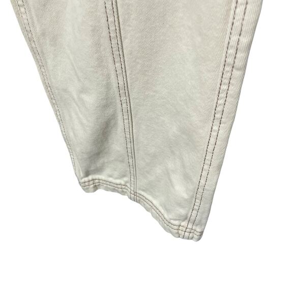 PacSun Elastic Waist White Bone Cargo Denim Pants Mid Rise Size Medium - Picture 2 of 16